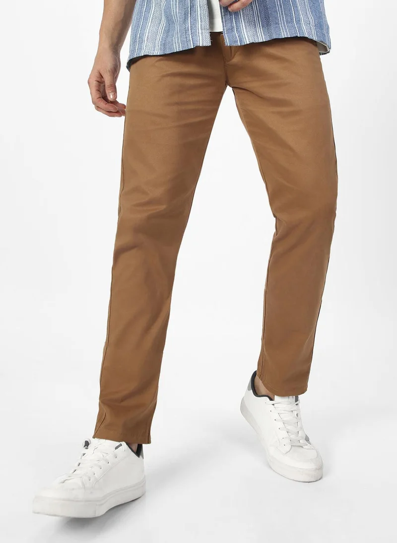 أوربانو فاشن Urbano Fashion Men's Dark Khaki Slim Fit Casual Trouser